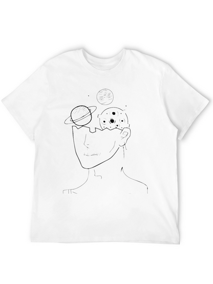 Camiseta Negra con Diseño Abstracto Espacial
