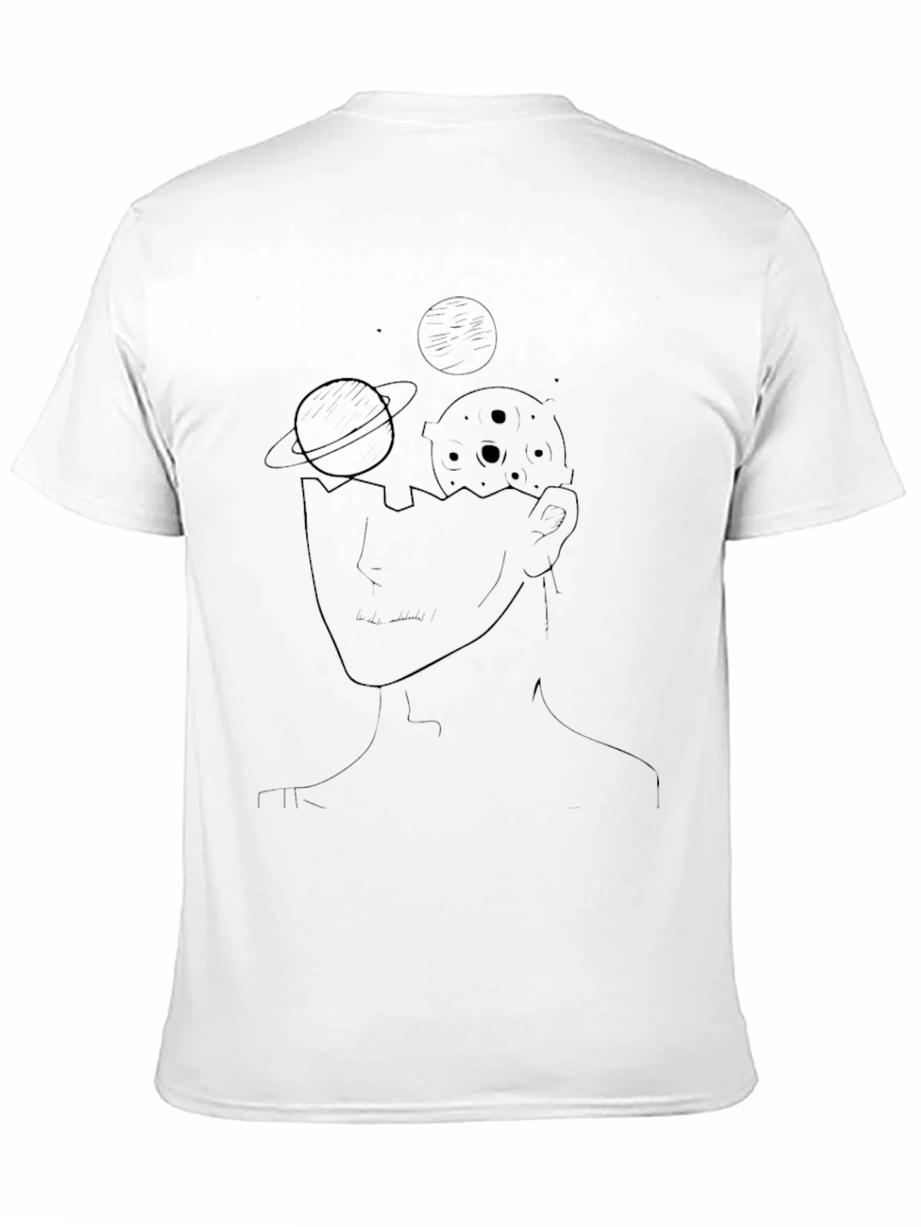 Camiseta Negra con Diseño Abstracto Espacial