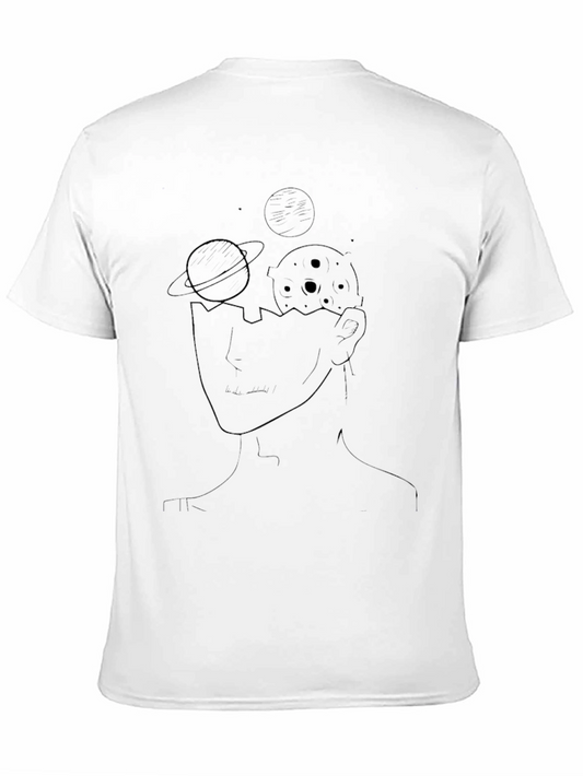 Camiseta Negra con Diseño Abstracto Espacial