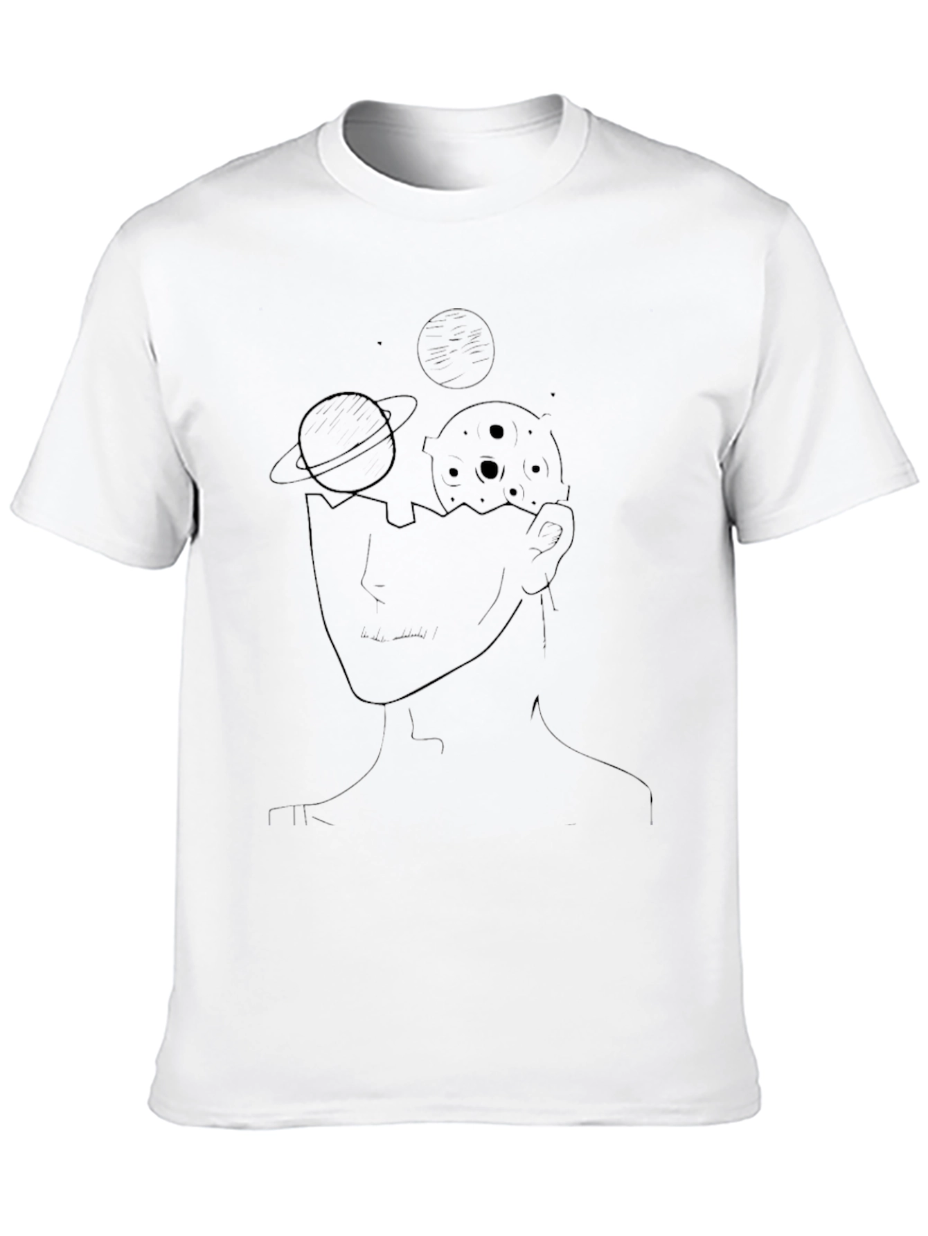 Camiseta Negra con Diseño Abstracto Espacial