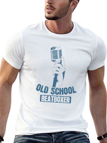 Camiseta Negra Old School Beatboxer para Hombre