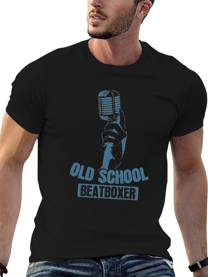 Camiseta Negra Old School Beatboxer para Hombre