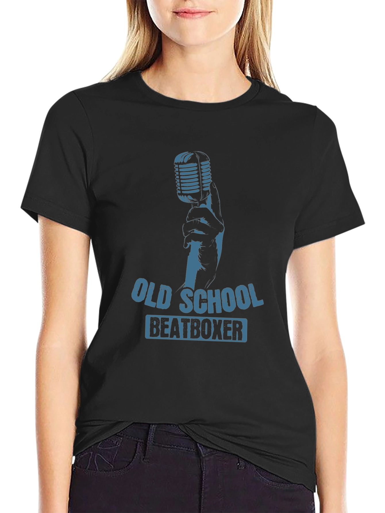 Camiseta Negra Old School Beatboxer para Hombre