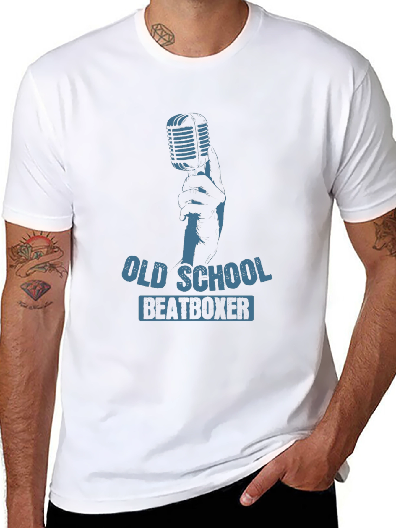 Camiseta Negra Old School Beatboxer para Hombre