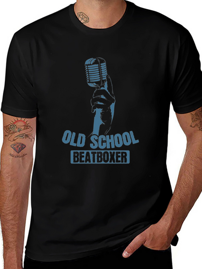 Camiseta Negra Old School Beatboxer para Hombre
