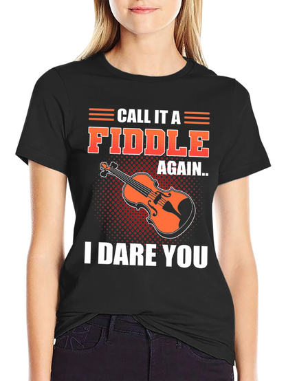 Camiseta Negra con Diseño Divertido de Violín