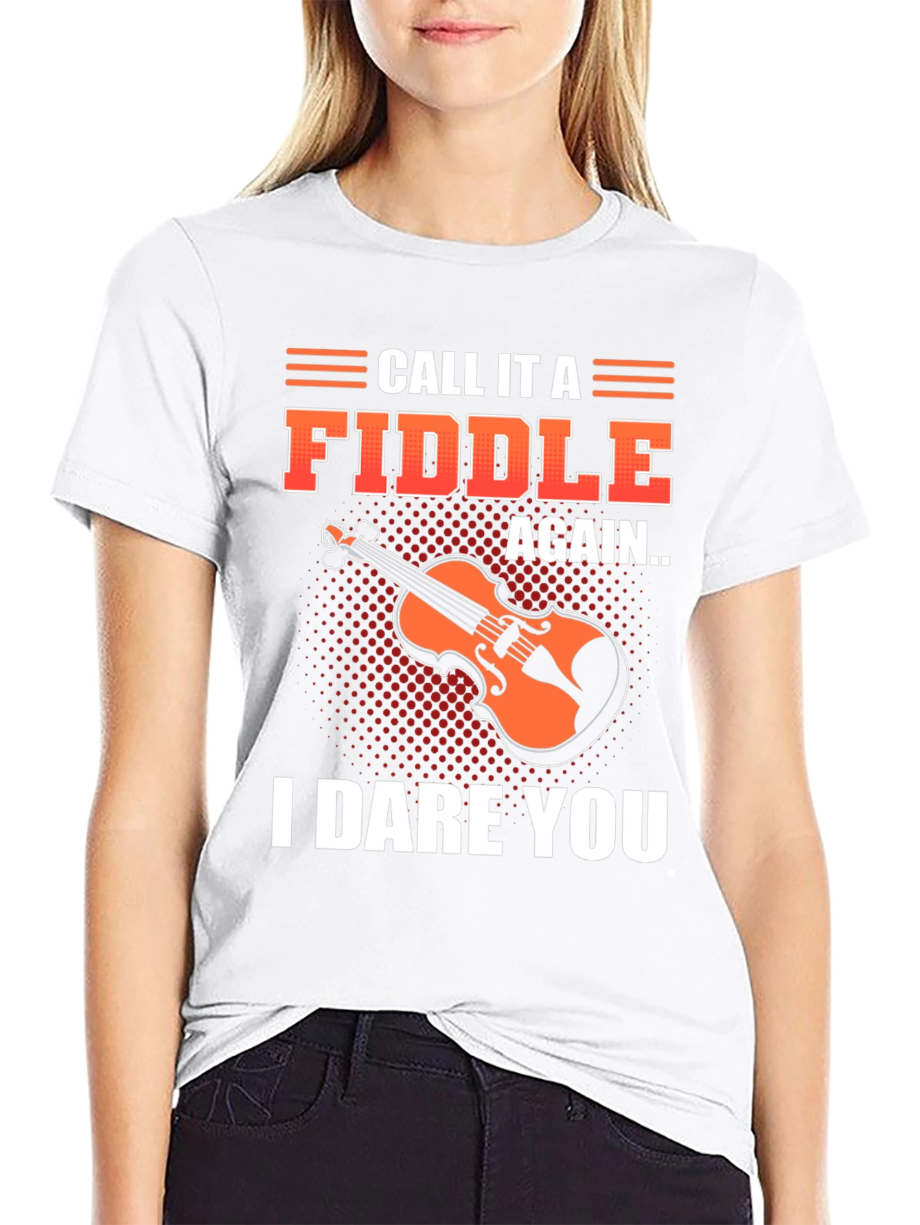 Camiseta Negra con Diseño Divertido de Violín