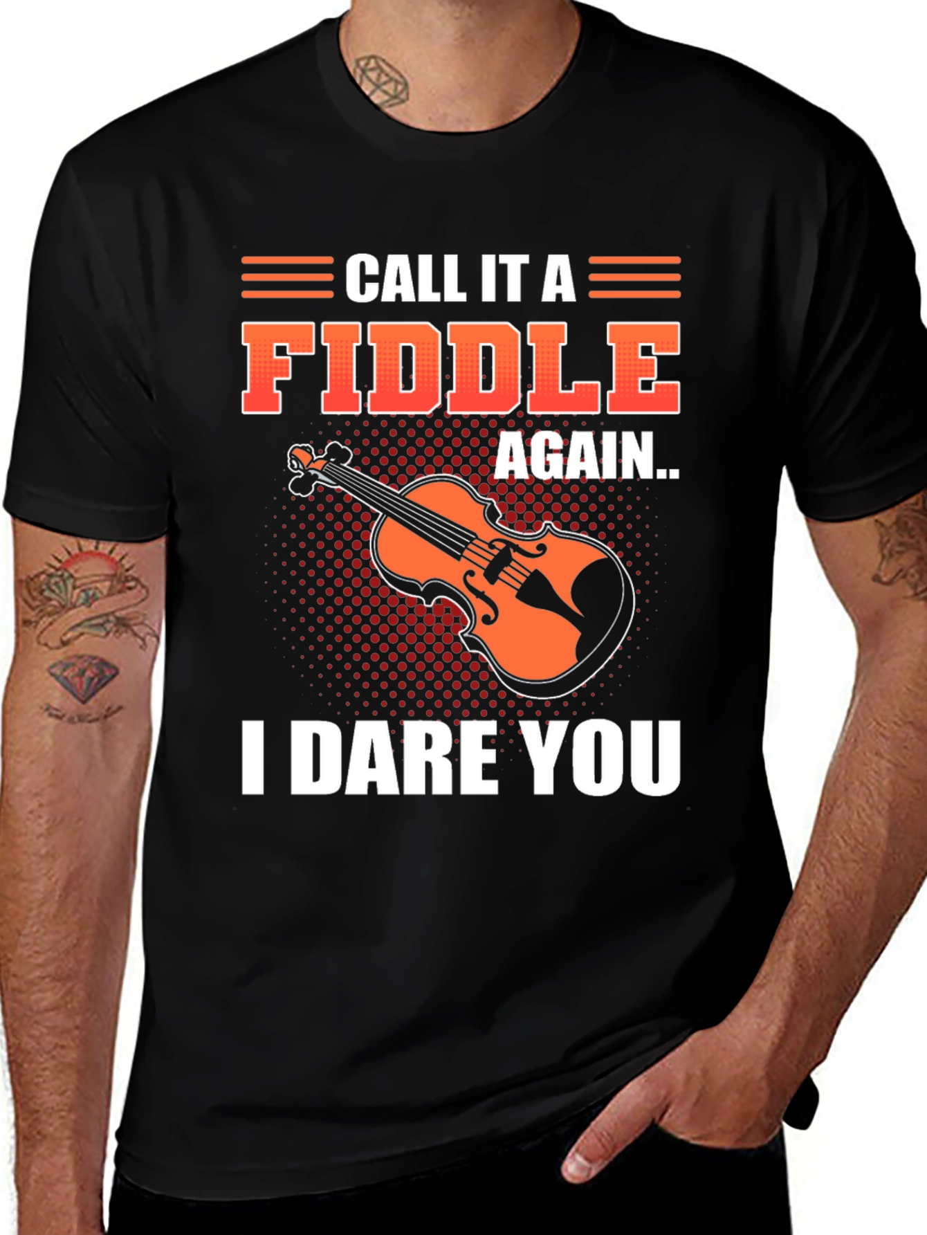 Camiseta Negra con Diseño Divertido de Violín