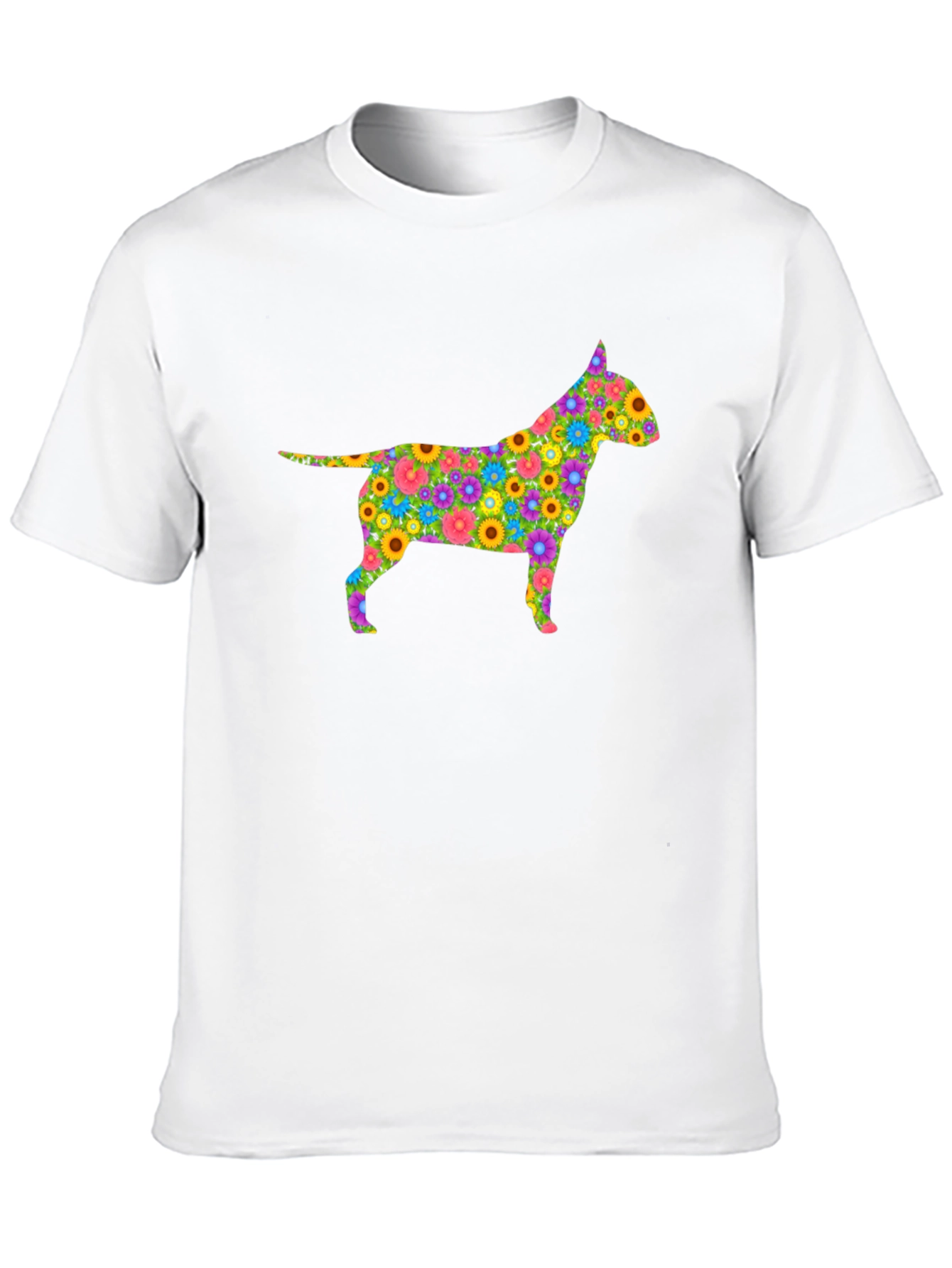 Camiseta Negra con Silueta de Perro Floral