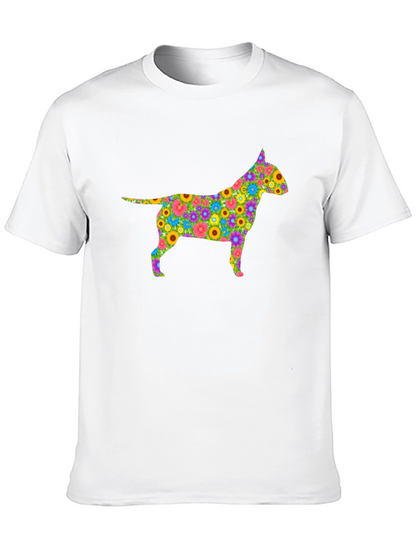 Camiseta Negra con Silueta de Perro Floral