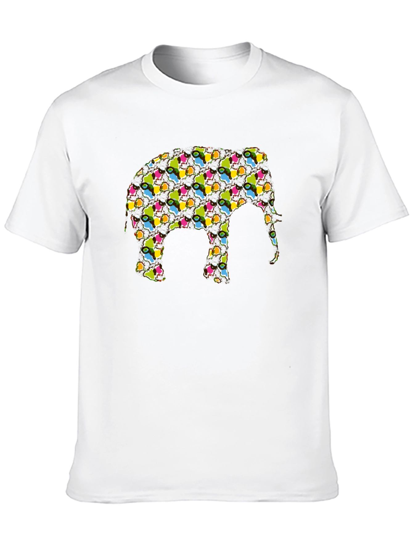 Camiseta Negra con Diseño de Elefante Abstracto