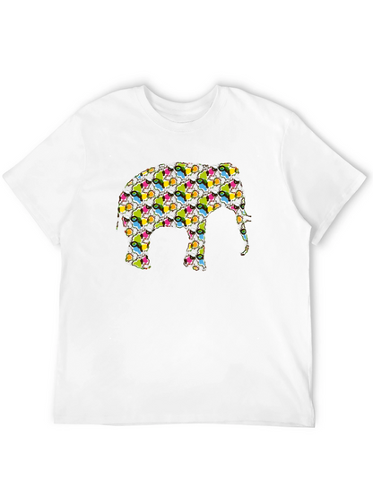 Camiseta Negra con Diseño de Elefante Abstracto