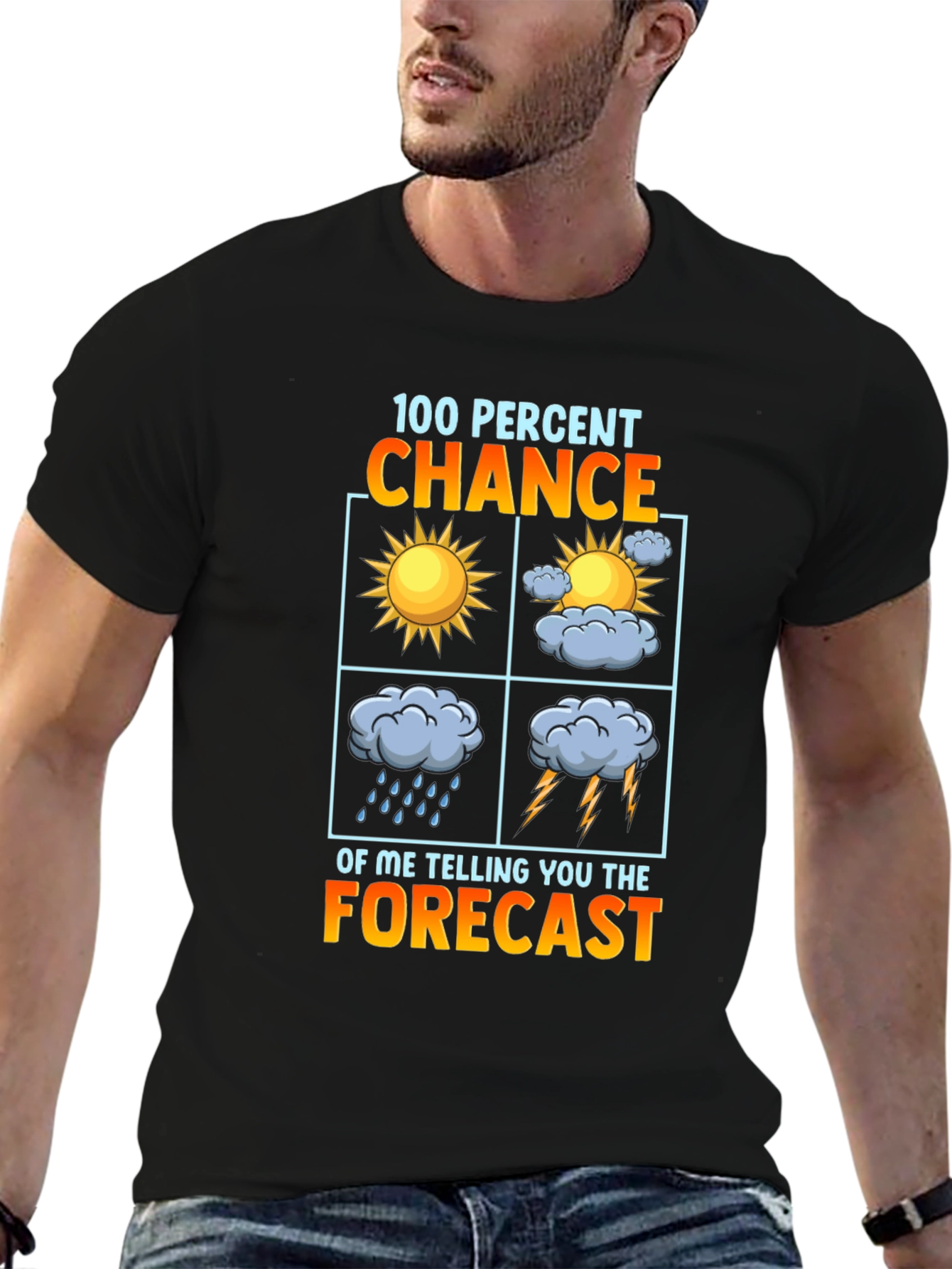 Camiseta Negra con Diseño del Tiempo - 100% Probabilidad