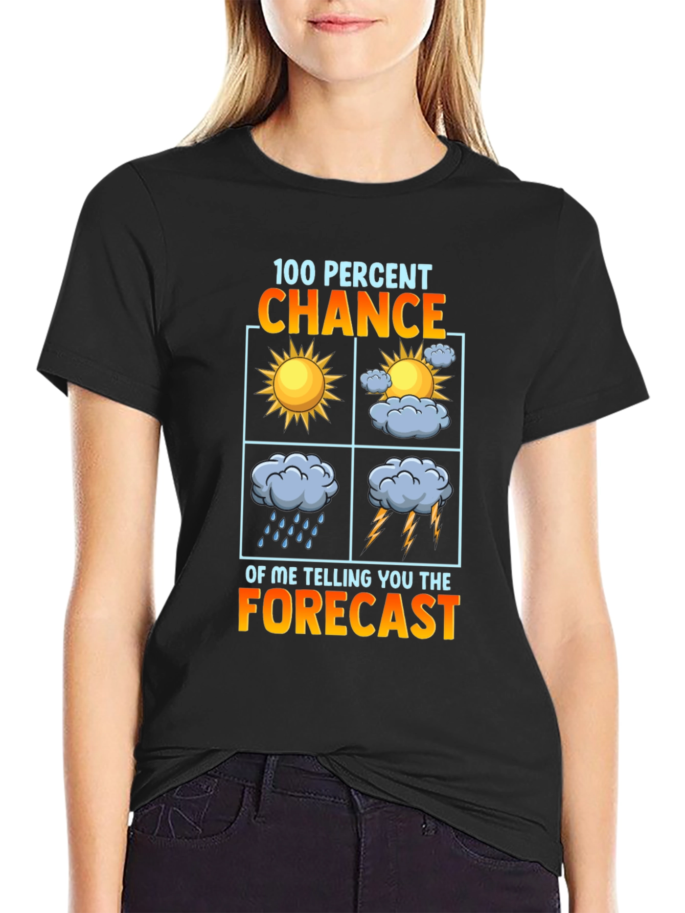 Camiseta Negra con Diseño del Tiempo - 100% Probabilidad