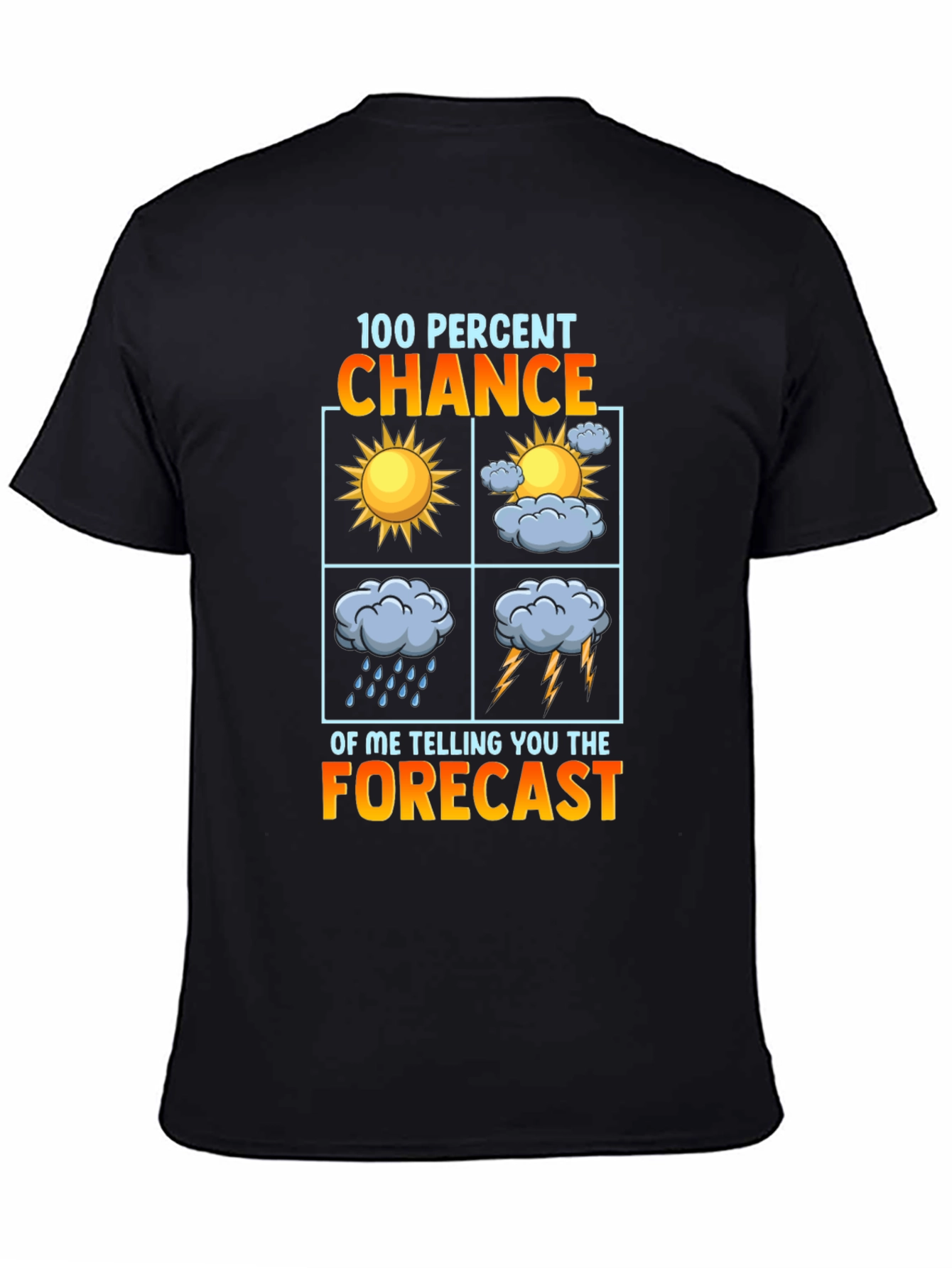 Camiseta Negra con Diseño del Tiempo - 100% Probabilidad