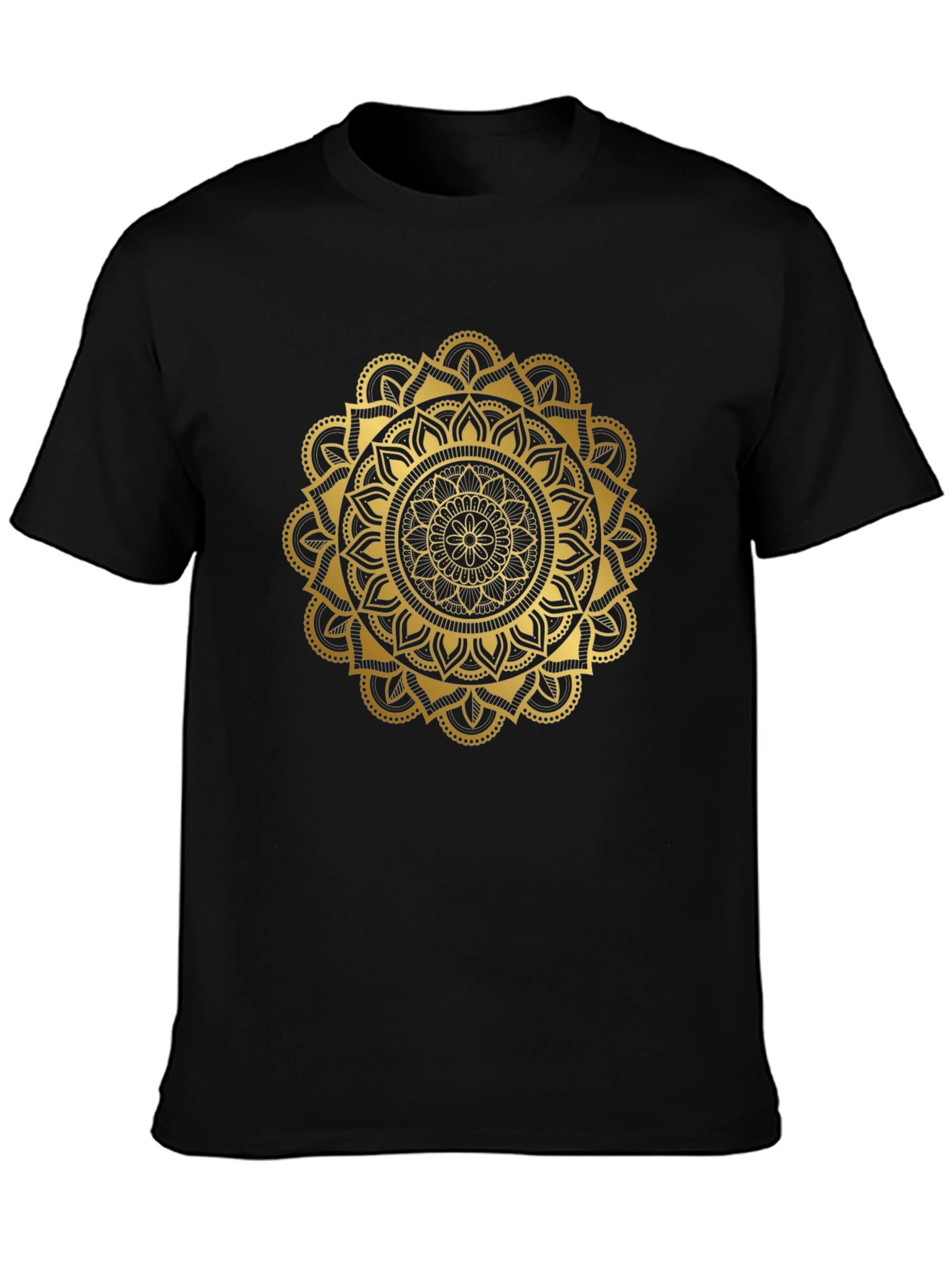 Camiseta Negra con Mandala Dorada