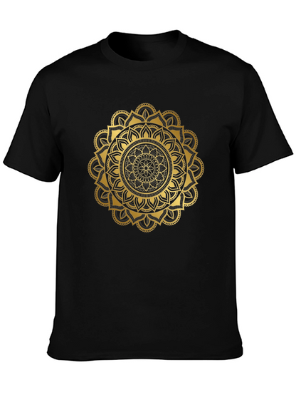 Camiseta Negra con Mandala Dorada