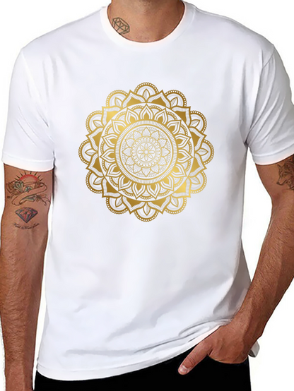 Camiseta Negra con Mandala Dorada