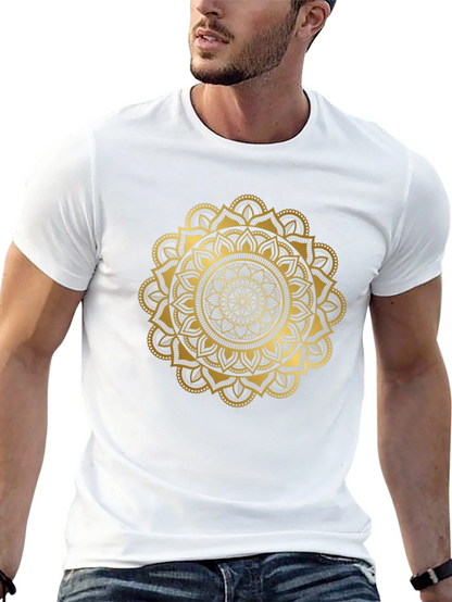 Camiseta Negra con Mandala Dorada