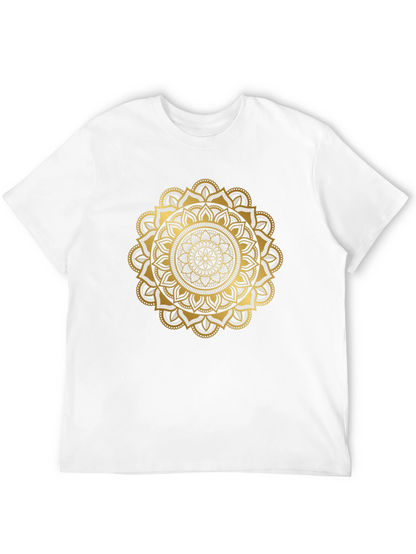 Camiseta Negra con Mandala Dorada