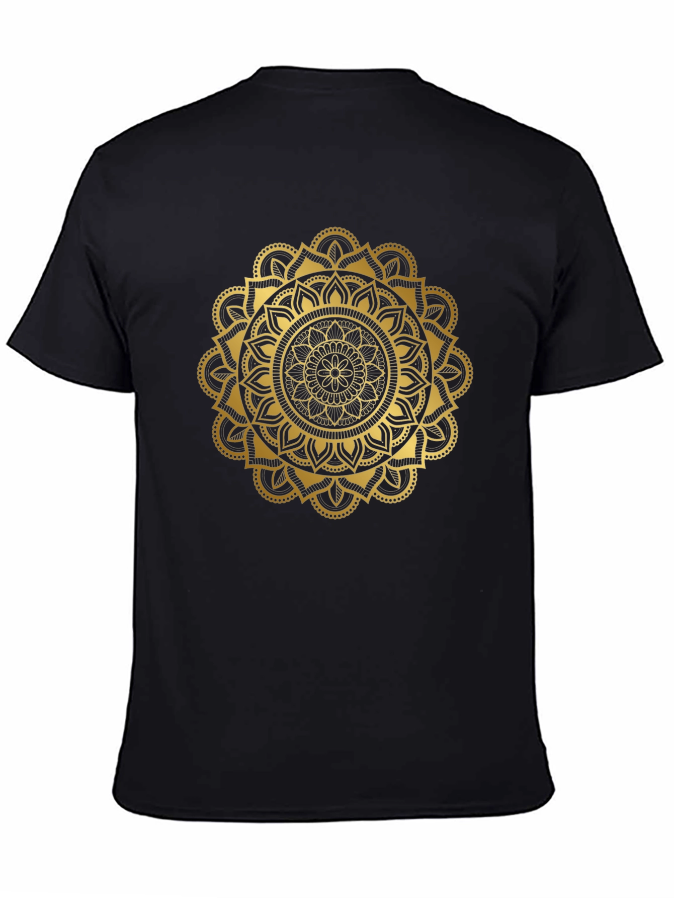 Camiseta Negra con Mandala Dorada