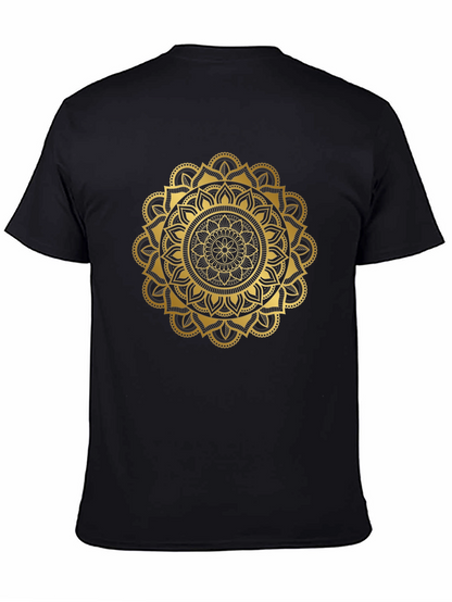 Camiseta Negra con Mandala Dorada