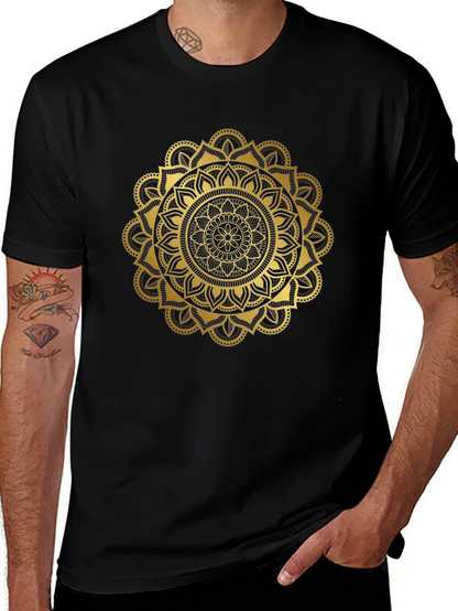 Camiseta Negra con Mandala Dorada