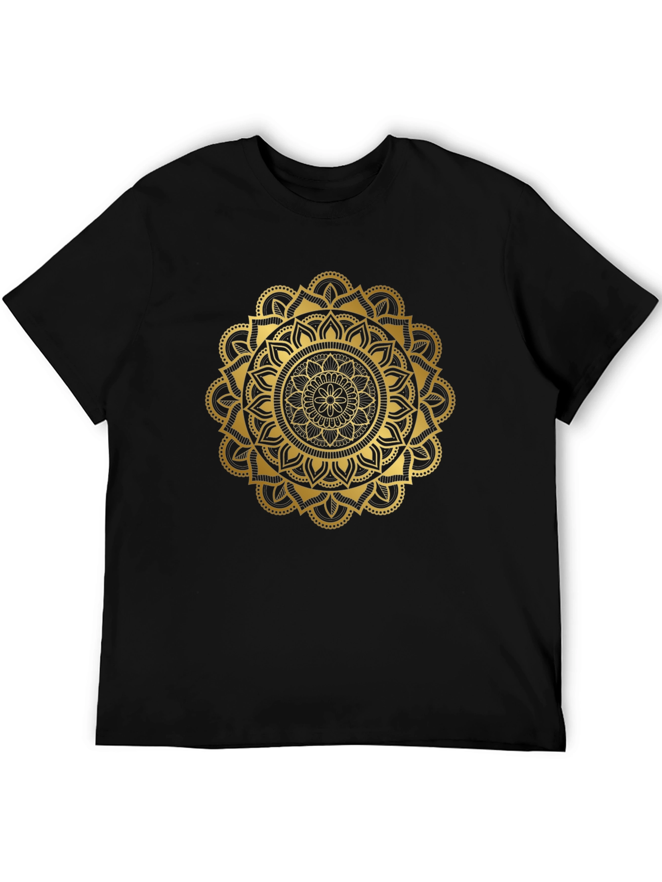 Camiseta Negra con Mandala Dorada