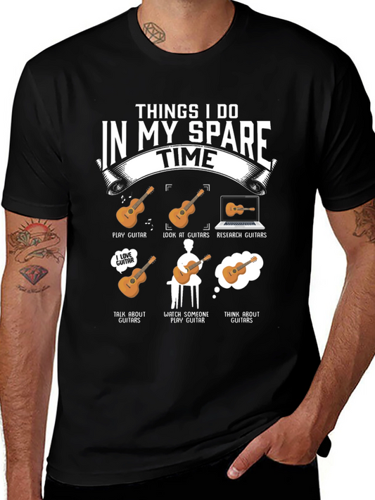 Camiseta Negra Cosas que Hago en mi Tiempo Libre - Guitarra