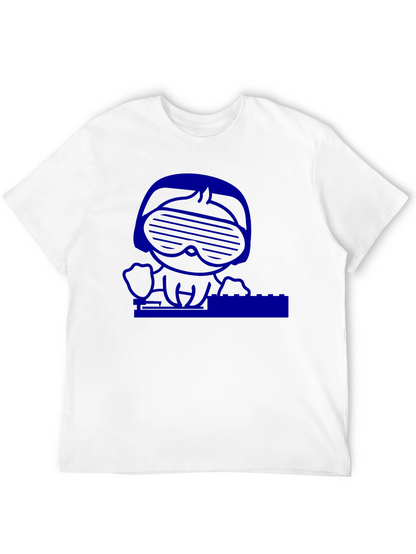 Camiseta Negra con Diseño Gráfico Azul