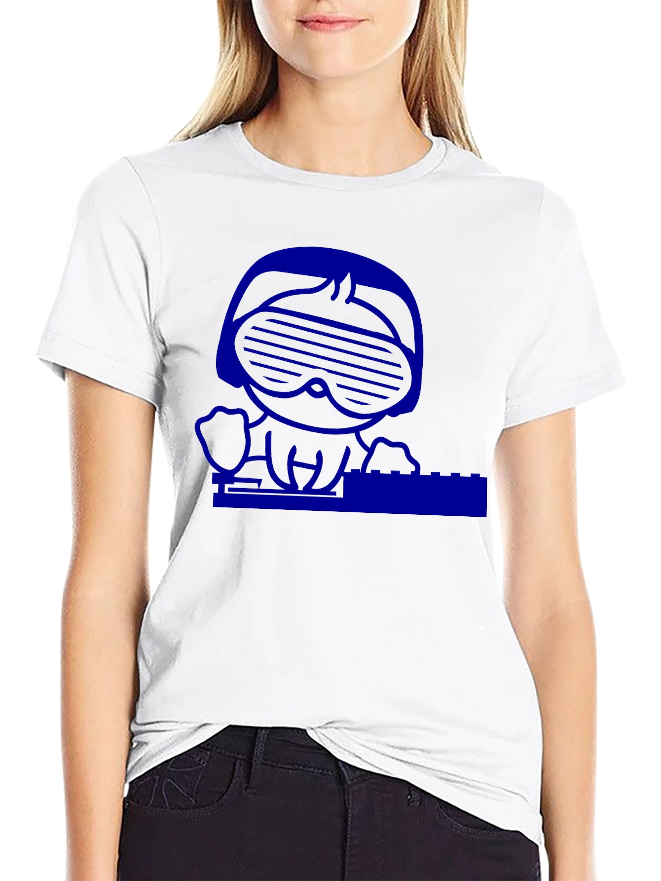 Camiseta Negra con Diseño Gráfico Azul