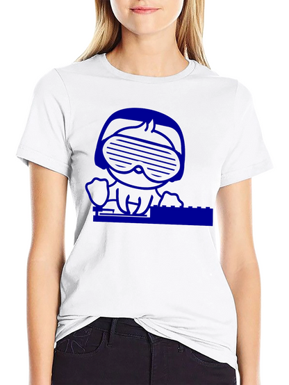 Camiseta Negra con Diseño Gráfico Azul