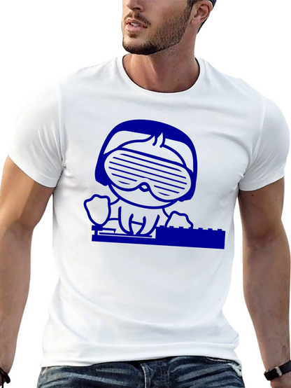 Camiseta Negra con Diseño Gráfico Azul