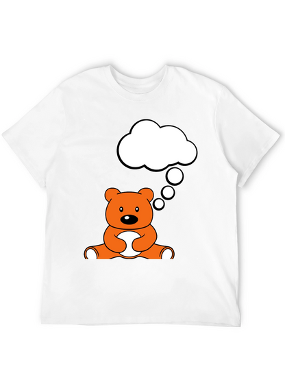 Camiseta Negra con Diseño de Oso Pensativo