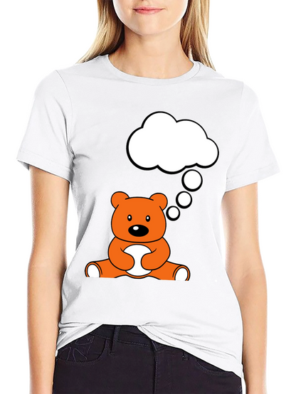 Camiseta Negra con Diseño de Oso Pensativo
