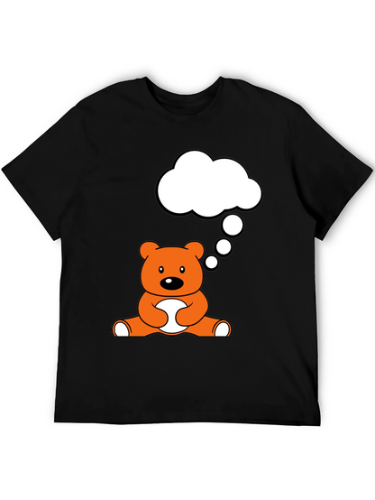 Camiseta Negra con Diseño de Oso Pensativo