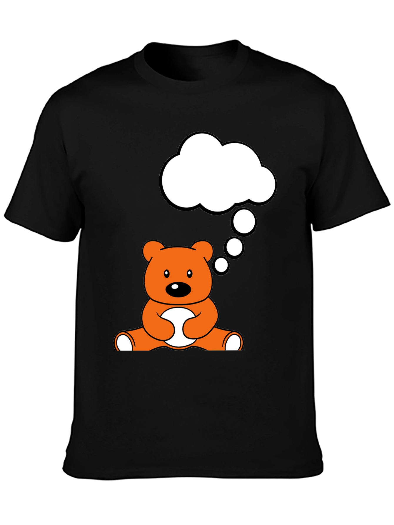 Camiseta Negra con Diseño de Oso Pensativo