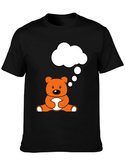 Camiseta Negra con Diseño de Oso Pensativo