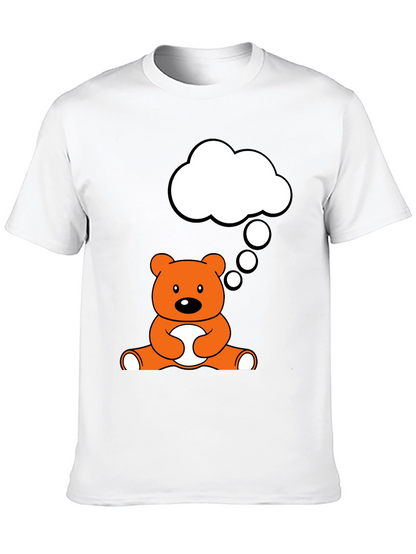 Camiseta Negra con Diseño de Oso Pensativo