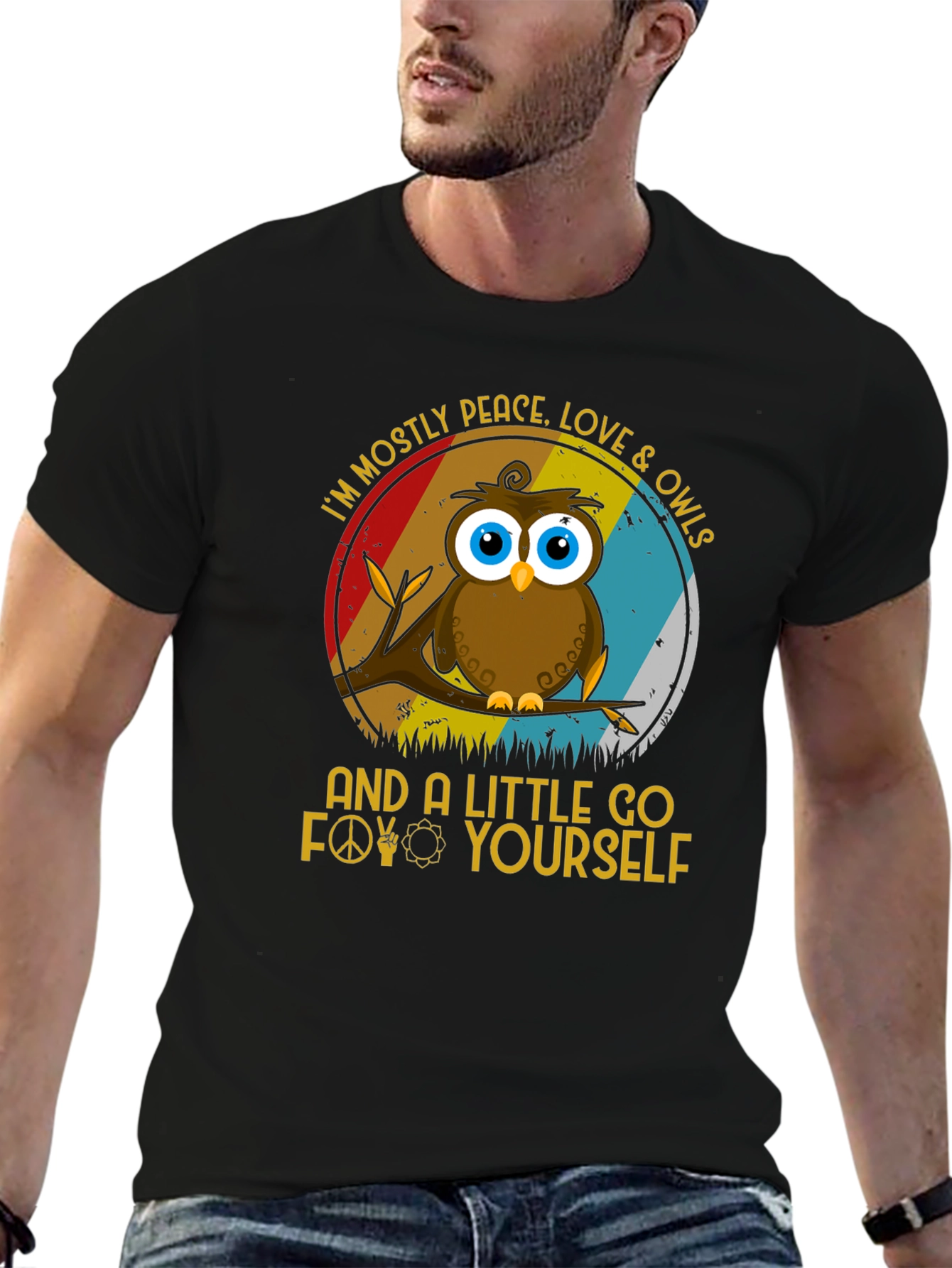 Camiseta con diseño de búho pacifista