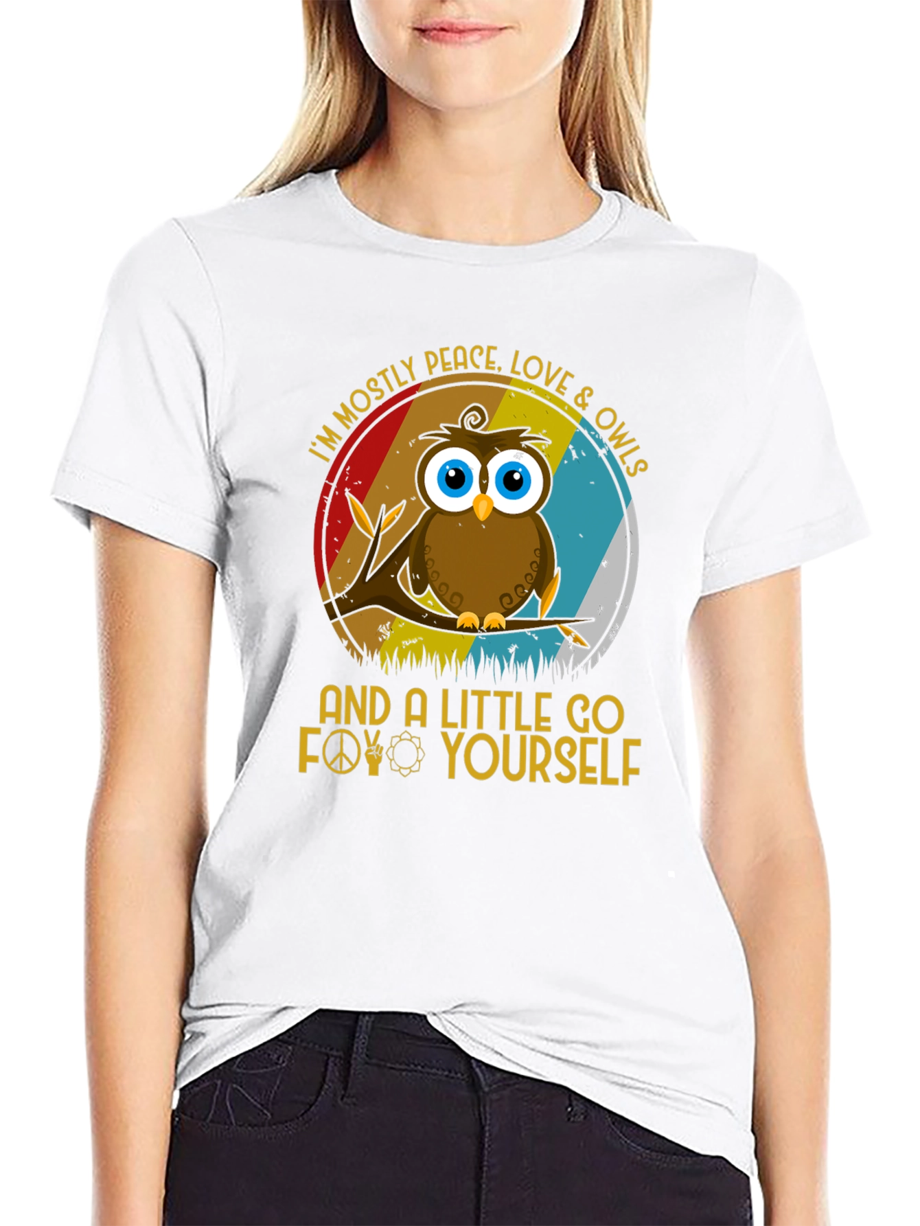 Camiseta con diseño de búho pacifista