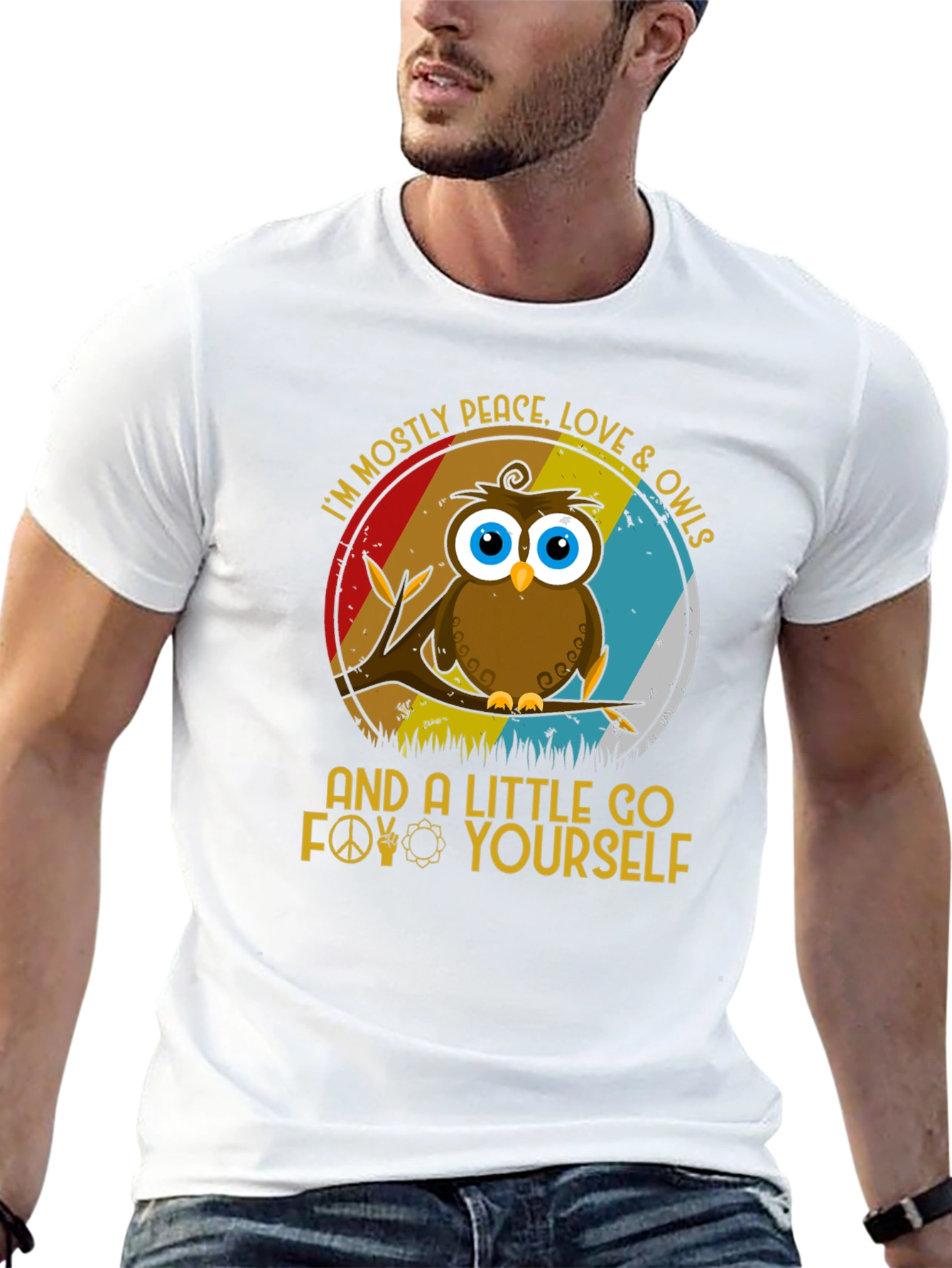 Camiseta con diseño de búho pacifista