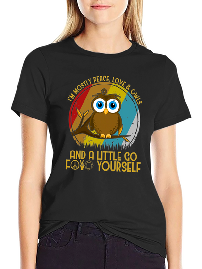 Camiseta con diseño de búho pacifista