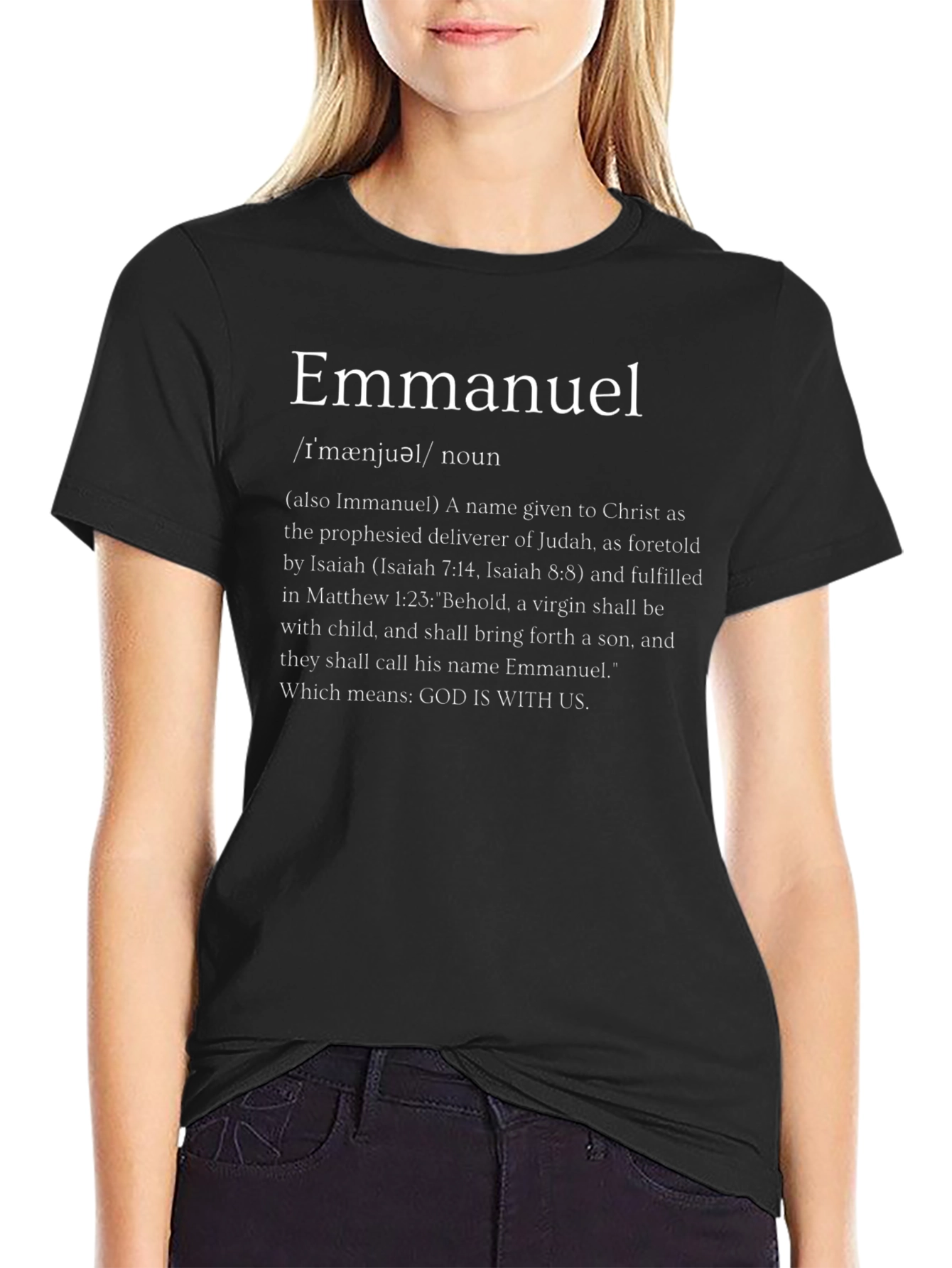 Camiseta Emmanuel: Dios Con Nosotros Algodón Premium