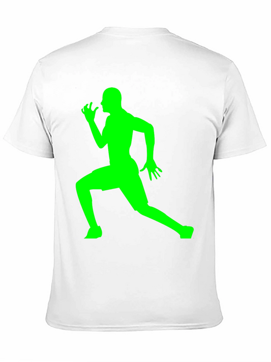 Camiseta Negra con Silueta de Corredor Verde Neón