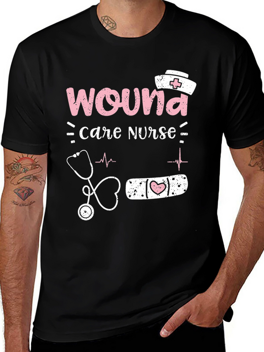Camiseta Negra Enfermera Cuidado de Heridas