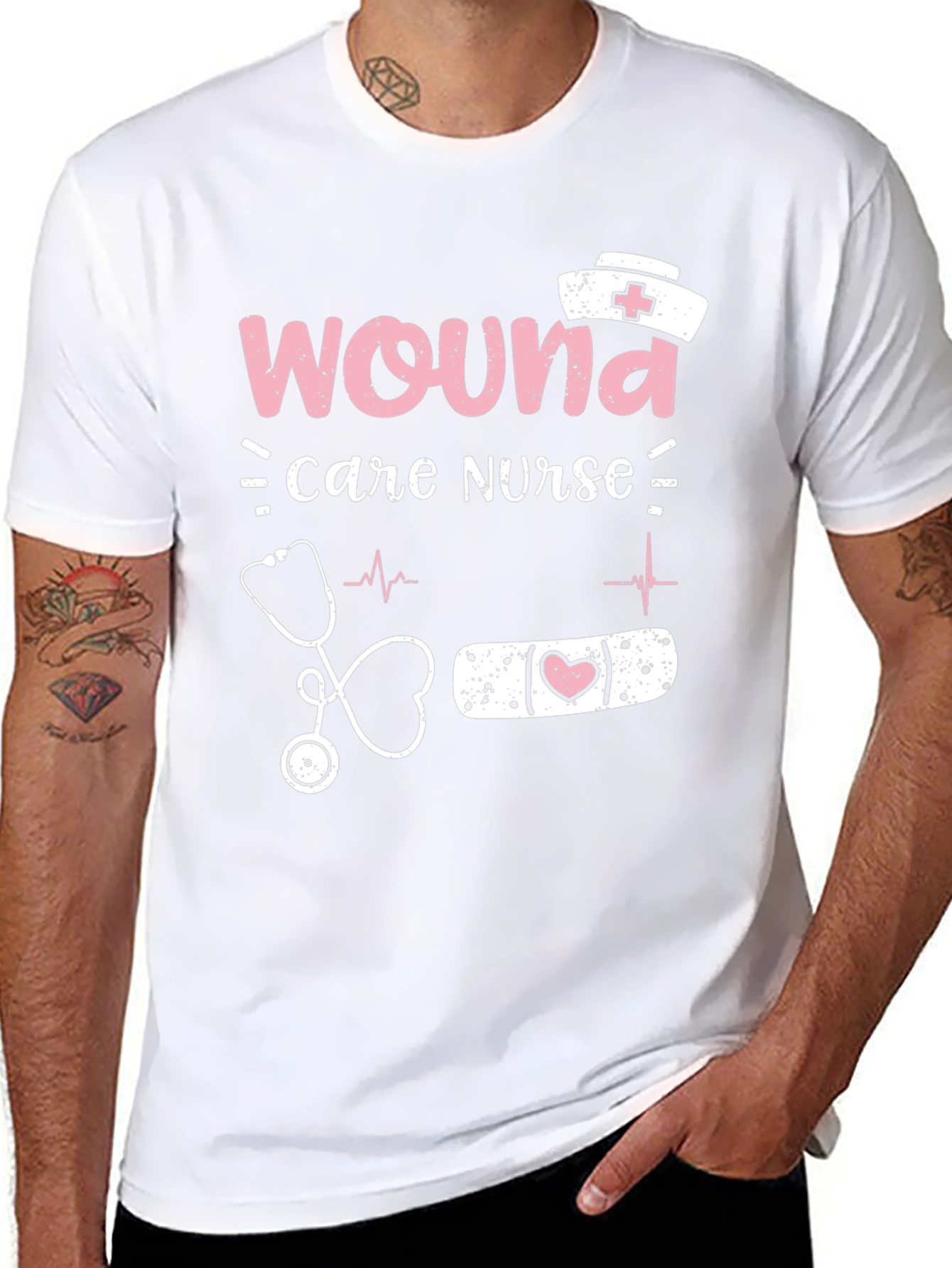 Camiseta Negra Enfermera Cuidado de Heridas