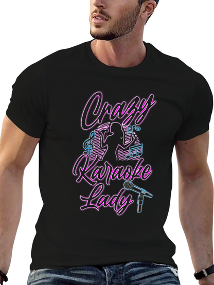 Camiseta Negra Crazy Karaoke Lady