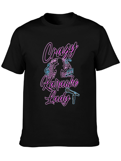 Camiseta Negra Crazy Karaoke Lady