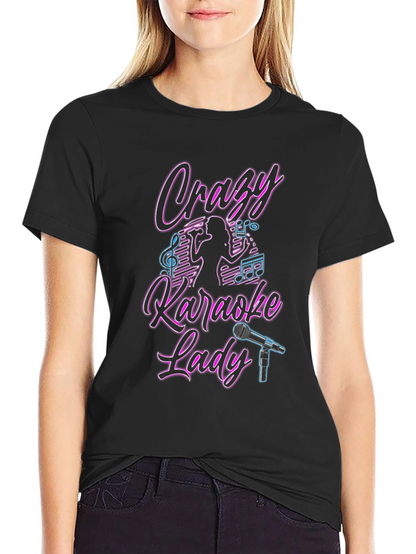 Camiseta Negra Crazy Karaoke Lady